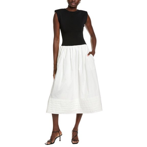 Endless Rose womens  Mixed Media Midi Dress, m, Black