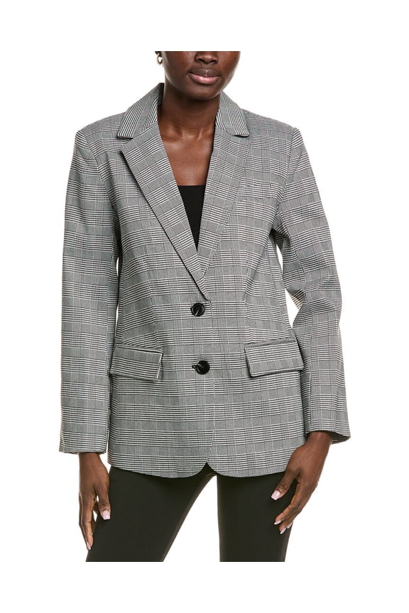 womens Oversized Plaid Bazer, s, Black