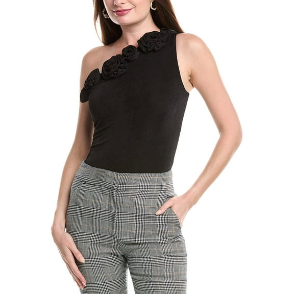 Endless Rose womens  Rosette One-Shoulder Bodysuit, xs, Black