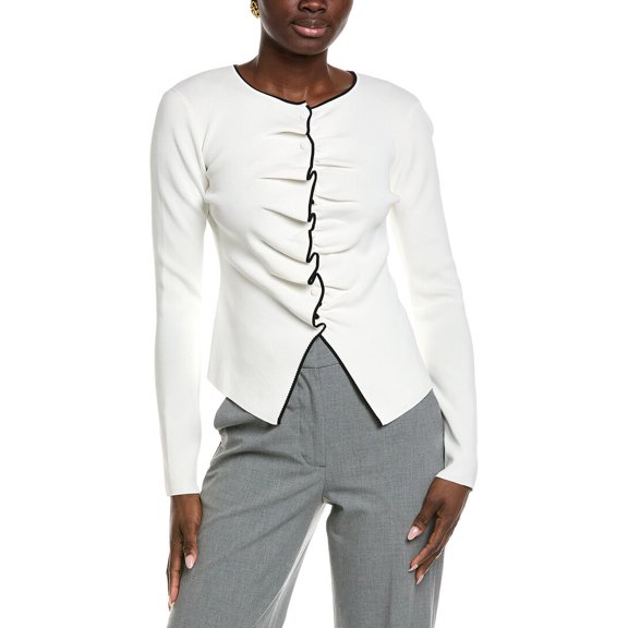 Endless Rose womens  Ruffle Draped Knit Top, l, Ivory