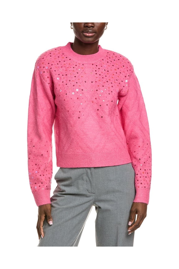 womens Sequins Sweater, m, Pink