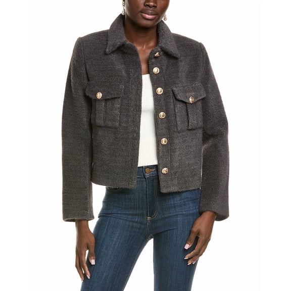 Endless Rose womens Soft Brushed Buttoned Jacket, s, Grey