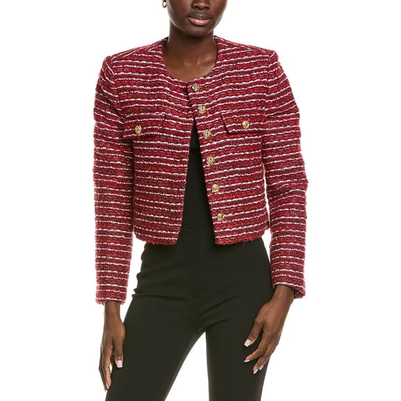 Endless Rose womens Tweed Wool-Blend Jacket, m, Red
