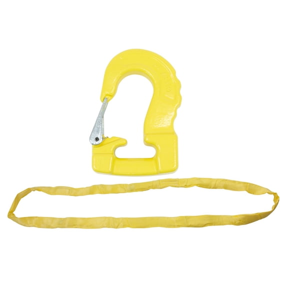 Endless Round Sling 10' Yellow w/ Hook Combo, 8400 lbs WLL Crane Rigging Hoist Wrecker Recovery Towing