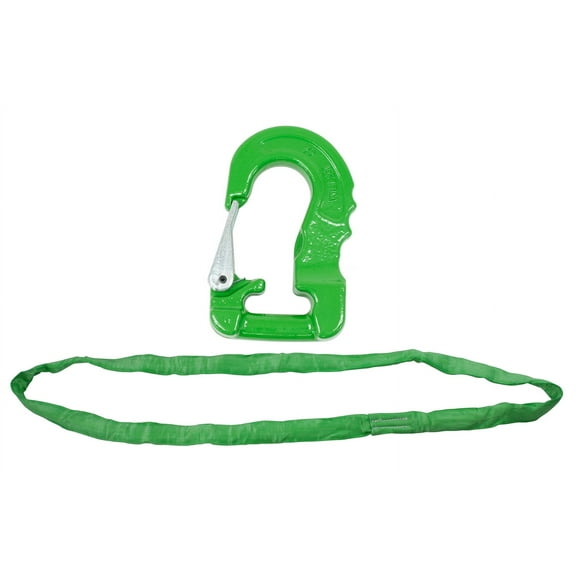 Endless Round Sling 4' Green w/ Hook Combo, 5300 lbs WLL Crane Rigging Hoist Wrecker Recovery Towing