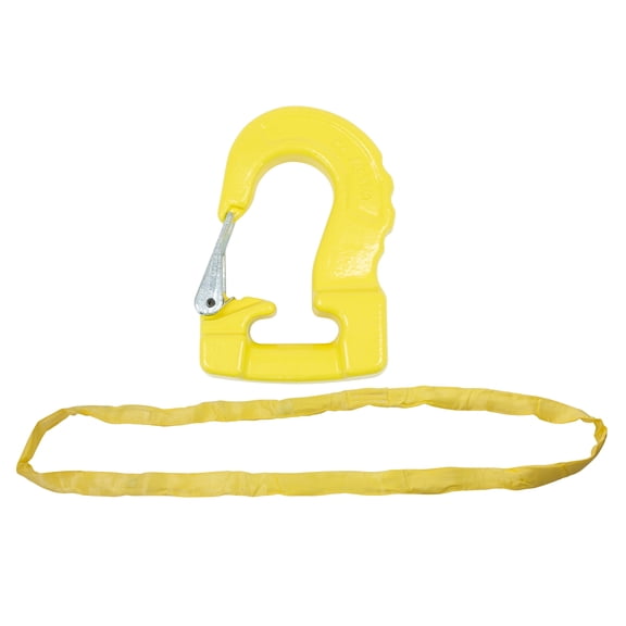 Endless Round Sling 6' Yellow w/ Hook Combo, 8400 lbs WLL Crane Rigging Hoist Wrecker Recovery Towing