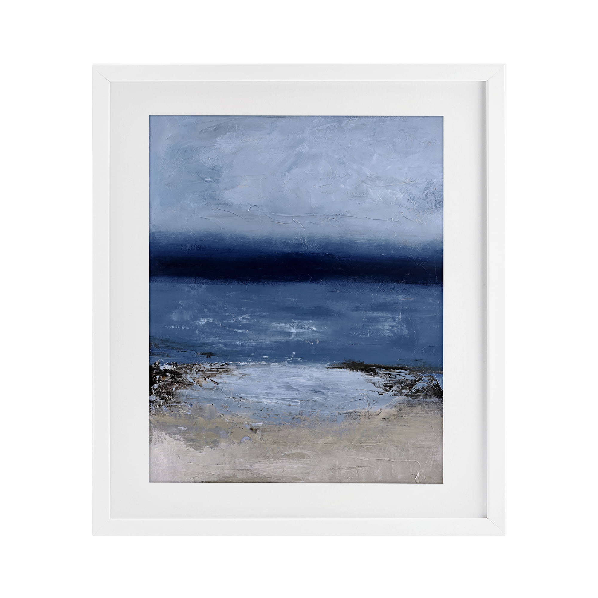 Endless Sea Moods White Framed Print Under Glass, design by Design Fabrikken