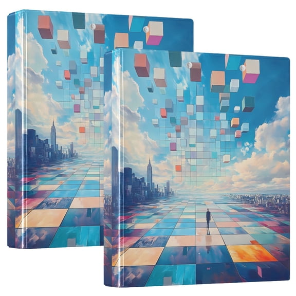 Endless Square Hardcover 3 Ring Binder 1.5” Round Rings Letter Size Paper Pockets for School Office Supplies