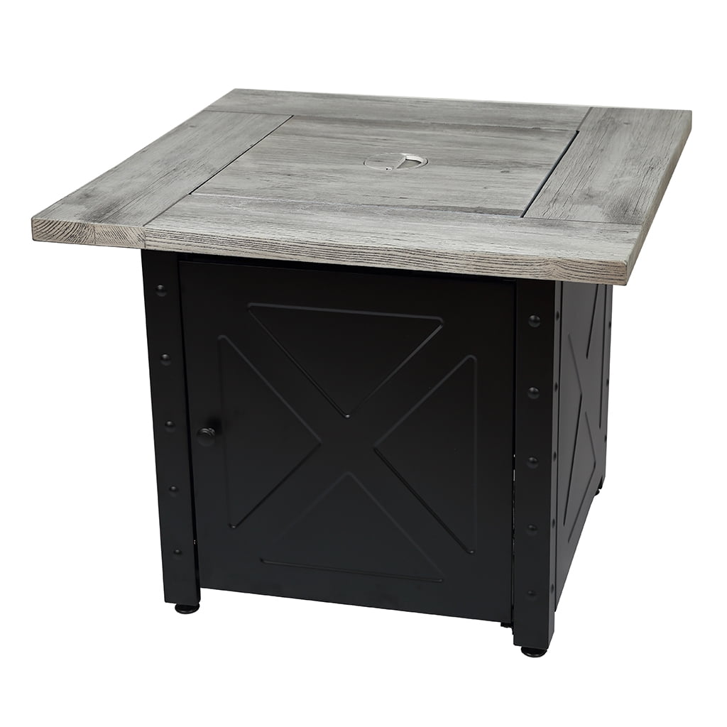 Endless Summer GAD15300ES 30 in. The Mason Square Gas Outdoor Fire Pit with Printed Wood Lat look Cement Resin Mantel