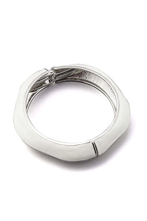 Geometric Hinged Bangle Bracelet - Silver Tone Modern Fashion Jewelry for Women Bracelet Women Silver