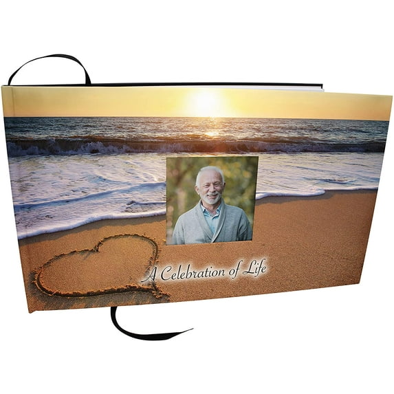 Endless Summer Matching Themed 'Celebration of Life' Guest Book for Funeral or Memorial Service Funeral Guest Book with Photo Slot