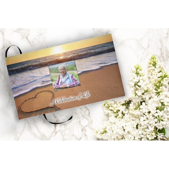 Endless Summer Matching Themed 'Celebration of Life' Guest Book for Funeral or Memorial Service Funeral Guest Book with Photo Slot