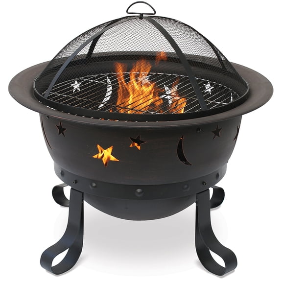 Endless Summer Oil Rubbed Bronze Wood Burning Outdoor Firebowl with Stars And Moons
