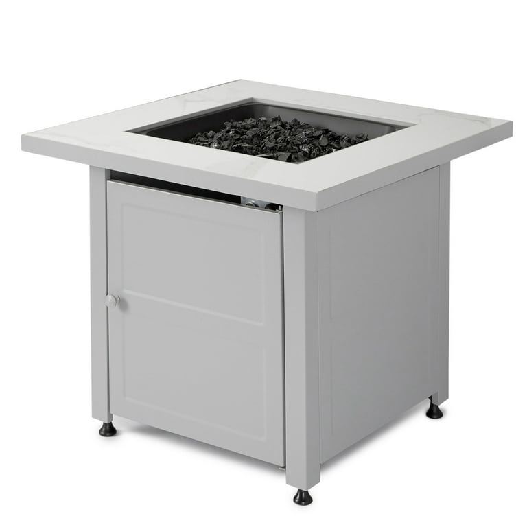 Endless Summer All Weather Outdoor Fire Pit with Faux Marble Finish, White Glass Endless Summer All Weather Outdoor Fire Pit with Faux Marble Finish, White Glass