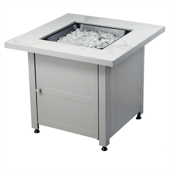Endless Summer Outdoor Fire Pit Table with Glass and Lava Rocks