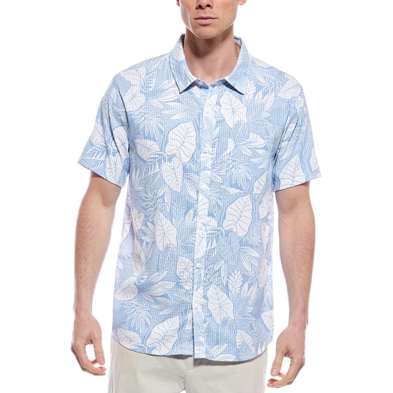 Endless Summer mens Perforated Button-Down Shirt, l, Blue