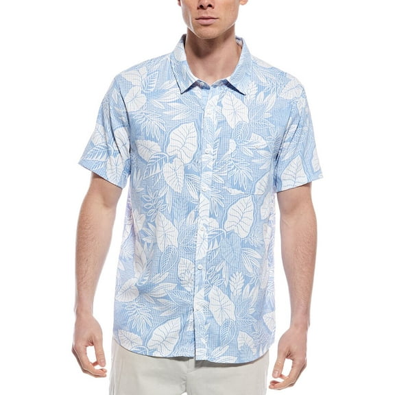 Endless Summer mens  Perforated Button-Down Shirt, s, Blue