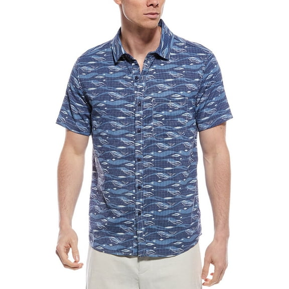 Endless Summer mens  Perforated Button-Down Shirt, s, Blue