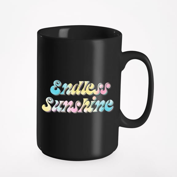 Endless Sunshine & Summer Themed Tie Dye Art Merch Gift, Black 15oz Ceramic Mug