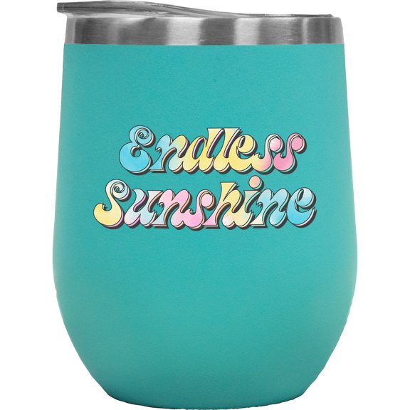 Endless Sunshine & Summer Themed Tie Dye Art Merch Gift, Mint 12oz Wine Tumbler