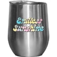 thumbnail image 1 of Endless Sunshine, Summer Themed Tie Dye Art Merch Gift, Stainless Steel 12oz Wine Tumbler, 1 of 5