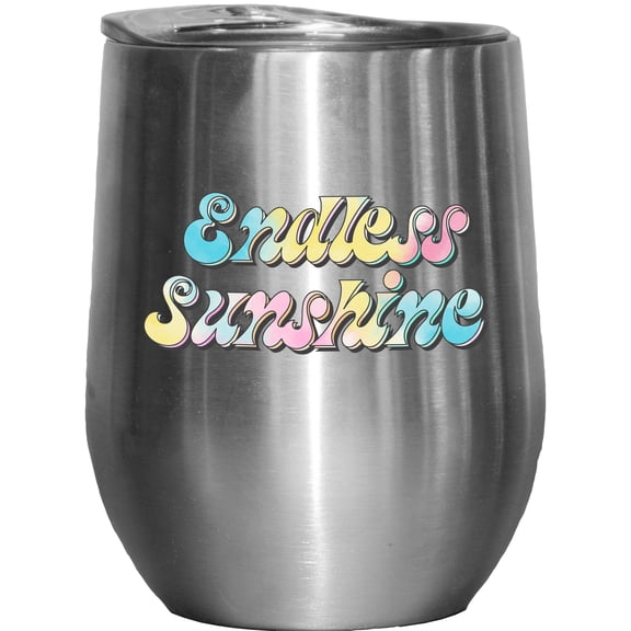 Endless Sunshine, Summer Themed Tie Dye Art Merch Gift, Stainless Steel 12oz Wine Tumbler