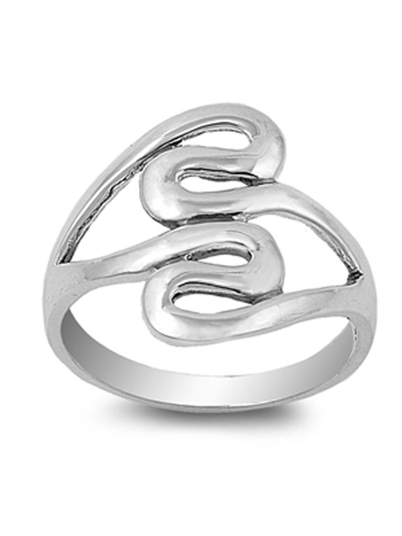 Endless Wave Swirl Infinity Loop Ring Sterling Silver Band 925 Jewelry Female Male Unisex Size 5