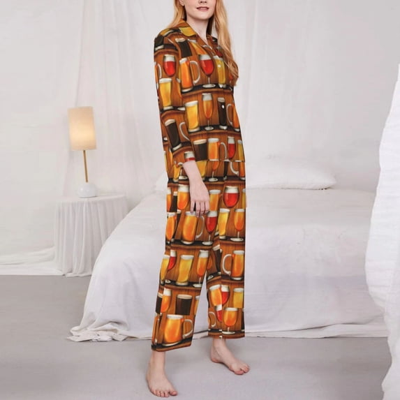 Endless Wine Celebration Sleepwear Autumn Adorable Wine Glass Oversized Pajama Sets Women Long Sleeve Night Design Nightwear