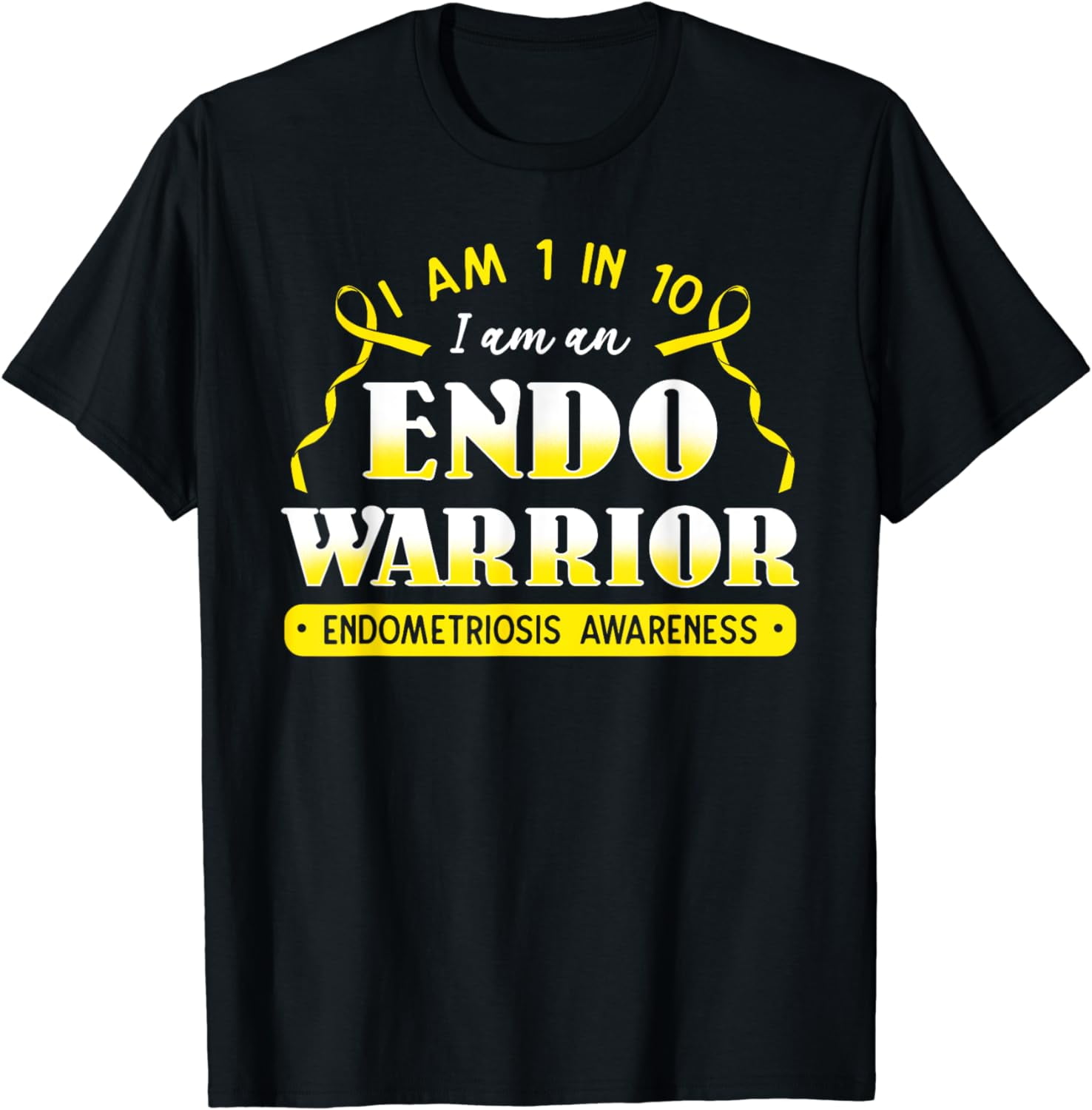 Endo Warrior Endometriosis Yellow Ribbon Uterus Endometrium T-Shirt ...