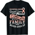 thumbnail image 1 of Endometrial Cancer Awareness Family Support Peach Ribbon T-Shirt, 1 of 4