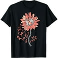thumbnail image 1 of Endometrial Cancer Awareness Sunflower Peach Ribbon Month T-Shirt Black X-Large, 1 of 4
