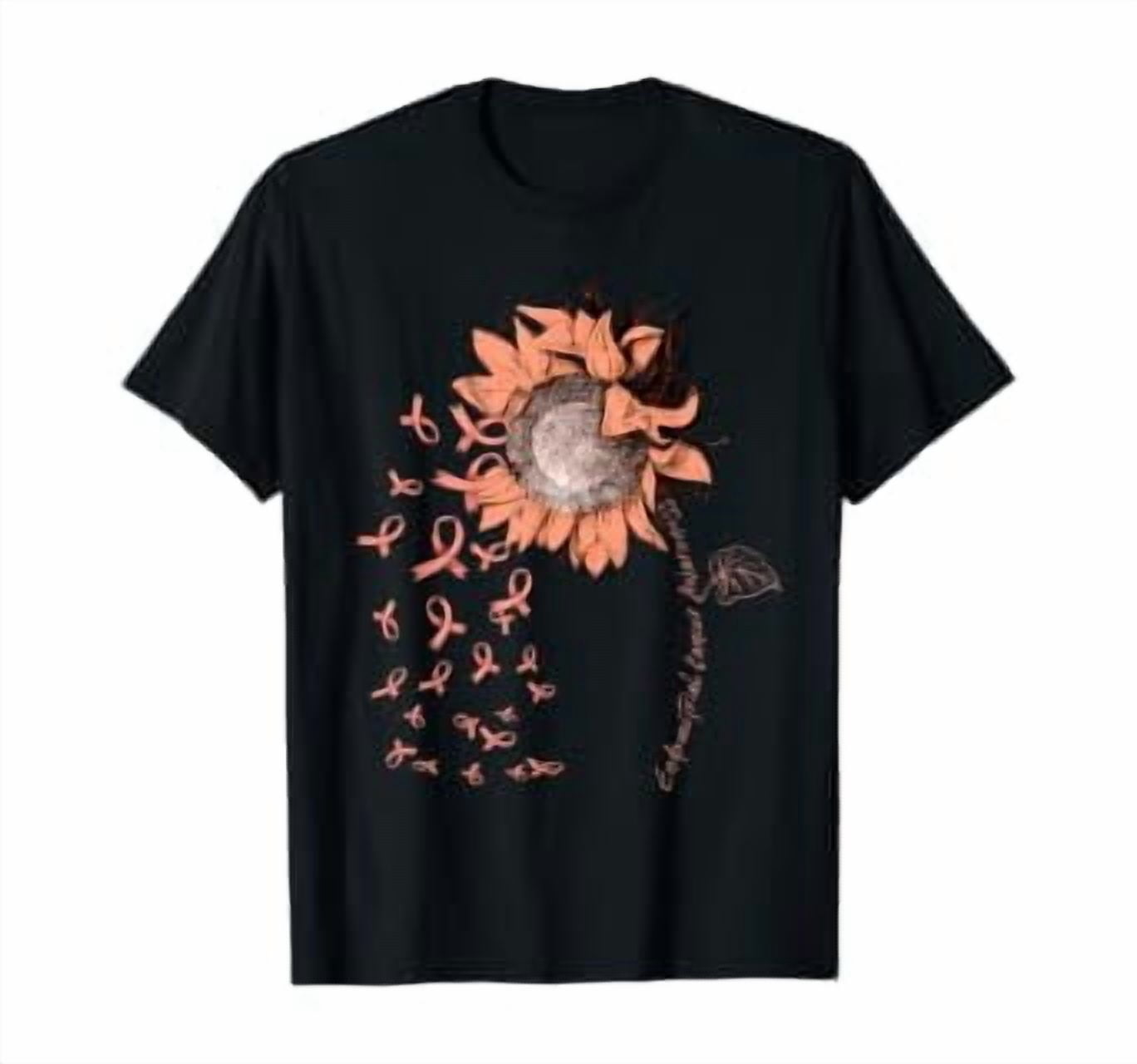 Endometrial Cancer Awareness Sunflower Peach Ribbon T-Shirt - Walmart.com