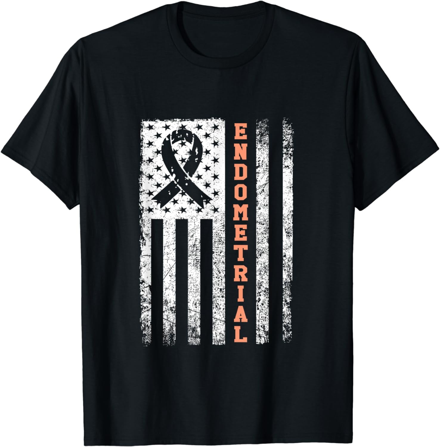 Endometrial Cancer Flag Peach Uterine Cancer Awareness TShirt