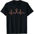 thumbnail image 1 of Endometrial Cancer Heartbeat Uterine Cancer Peach Ribbon T-Shirt, 1 of 4