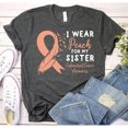 thumbnail image 1 of Endometrial Cancer Sister Awareness Ribbon and Feather Graphic T-Shirt, Unisex Classic Fit, 180 GSM, 1 of 4