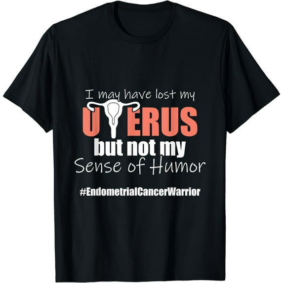 Endometrial Cancer Survivor Humor Peach Ribbon T-Shirt