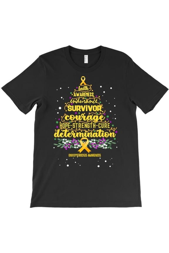 Endometriosis Awareness Funny Christmas Tree Hope Cure Graphic H19894 T-Shirt, for Men and Women, Up to Size 5XL