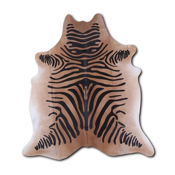 Appreciated PRINTED cowhide rugs for sale ZEBRA ON BEIGE rug