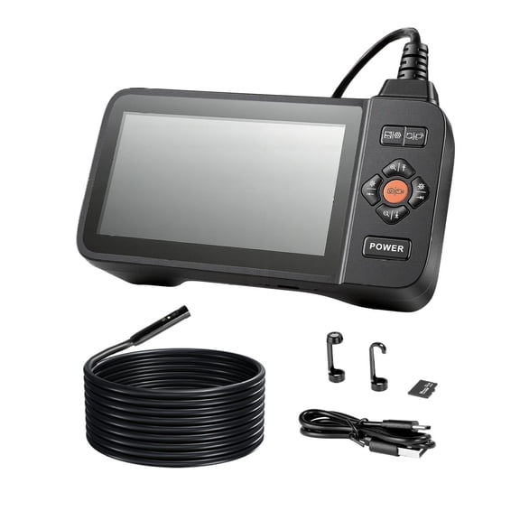 Endoscope Camera 16.4FT, Triple Lens Borescope with 4.5" IPS Screen, 8+2 LED Lights, 8X Zoom, Waterproof IP67 Inspection Camera for Automotive Plumbing HVAC