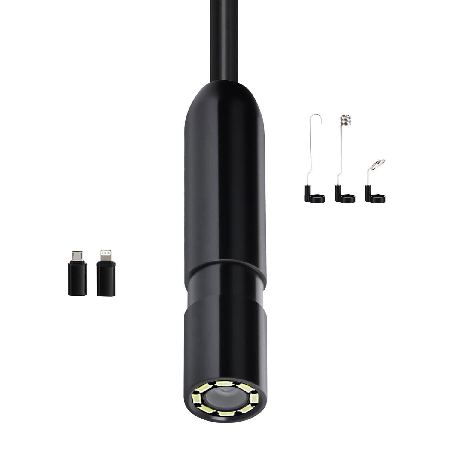 Endoscope Camera 1920P HD Borescope with 8 LED Lights 16.4FT Semi Rigid Cable 2X Zoom IP67 Waterproof for Android iOS Auto Plumbing Inspection