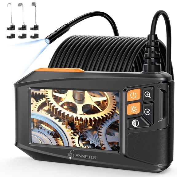 Endoscope Camera, 1920P HD Digital Borescope with 4.3" IPS Screen, No App No WiFi Endoscope with 8 Adjustable LED Lights, IP67 Semi-Rigid Cable Waterproof Drain Camera (32.8ft/10m)
