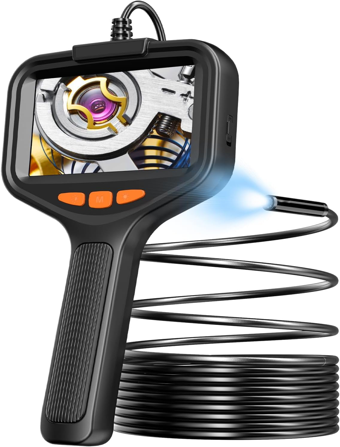 Endoscope Camera with Light, 1080P HD Borescope with 4.3'' Screen, Semi-Rigid Cable, IP67 Waterproof Scope Inspection Camera for Automotive, Plumbing, Drain, Pipe