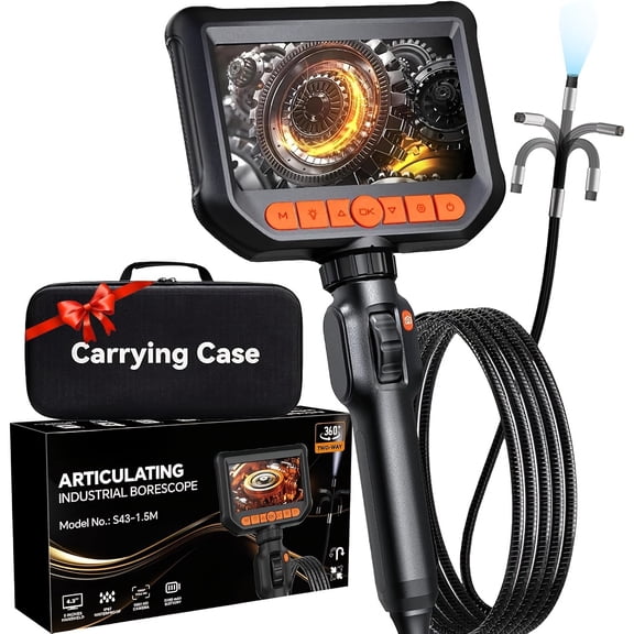 Endoscope Camera with Light, 1920 HD Industrial Endoscope Inspection Camera with Light, 4.3" Video Inspection Endoscope for Automotive Aircraft Mechanics Tools & Gifts for Men