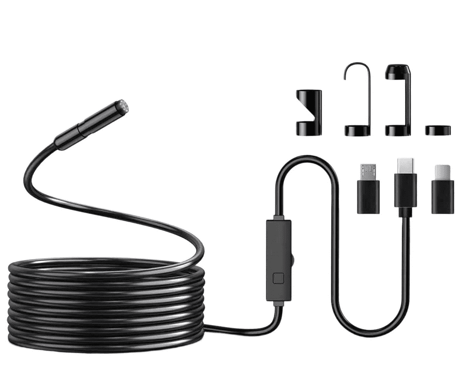 Endoscope Camera with Light,1920P HD Borescope Tools with 8 Adjustable LED Lights, Endoscope with Semi-Rigid Snake Camera, IP67 Waterproof Inspection Borescope for iOS and Android-16.4ft