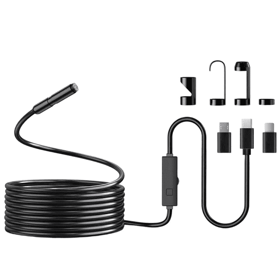 Endoscope Camera with Light,1920P HD Borescope Tools with 8 Adjustable LED Lights, Endoscope with Semi-Rigid Snake Camera, IP67 Waterproof Inspection Borescope for iOS and Android-6.6ft