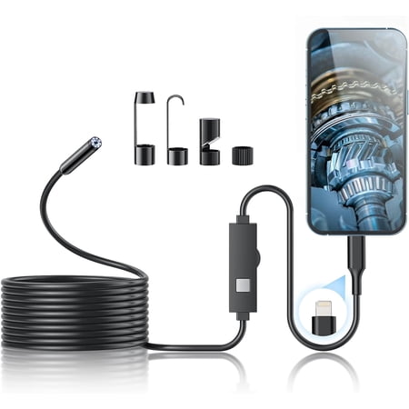 POLEET Endoscope Camera with Light 1920P HD Borescope Tools with 8 Adjustable LED Lights IP67 Waterproof 1-Pack 6.5ft
