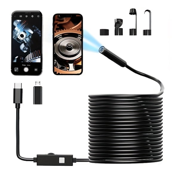 Endoscope Camera with Light, 1920P HD Borescope Tools with 8 Adjustable LED Lights, Endoscope with Semi-Rigid Snake Camera, Inspection Borescope for Cell Phone16.4ft Single Lens