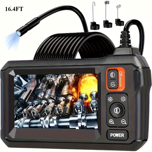 Endoscope Camera with Light, 4.3 "IPS Screen, 1080P High Definition, 8 LED Lights, 3.3ft, 16.4-foot Semi-rigid Wire Endoscope, IP"67" Sewer Endoscope (accessories Can Be Purchased Separately, Buy End