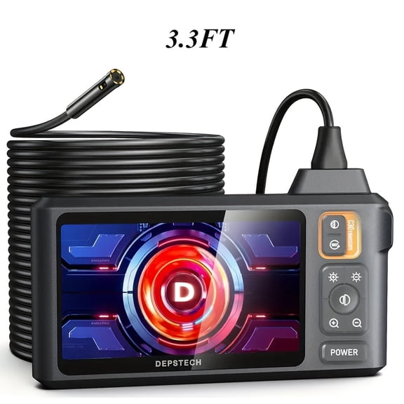 Endoscope Camera with Light, 4.3 "IPS Screen, 1080P High Definition, 8 LED Lights, 3.3ft, 16.4-foot Semi-rigid Wire Endoscope, IP"67" Sewer Endoscope (accessories Can Be Purchased Separately, Buy End