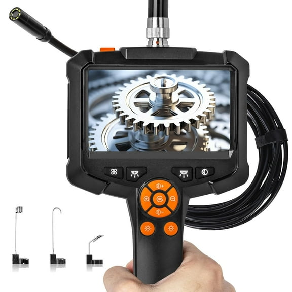 Endoscope Camera with Light, 4.3' IPS Screen Industrial Borescope Camera, 1080P HD Inspection Camera with 8 LED Lights, IP67 Waterproof Endoscope, 16.4FT Semi-Rigid Bore Scope Gadgets for Men